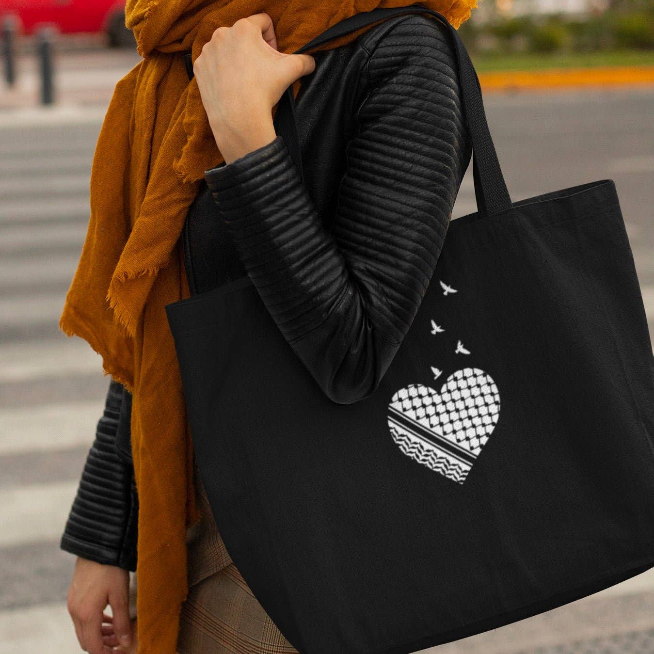 Kufiya Heart Jumbo Tote Bag